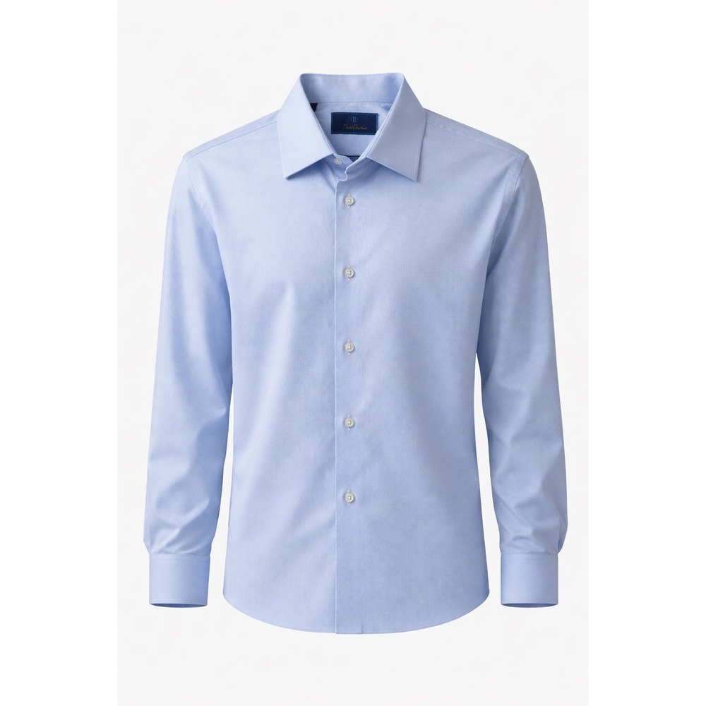 David Donahue Light Blue Textured Dress Shirt 18 34/35 Cotton
